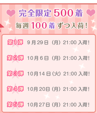 完全限定500着 毎週100着ずつ入荷！
